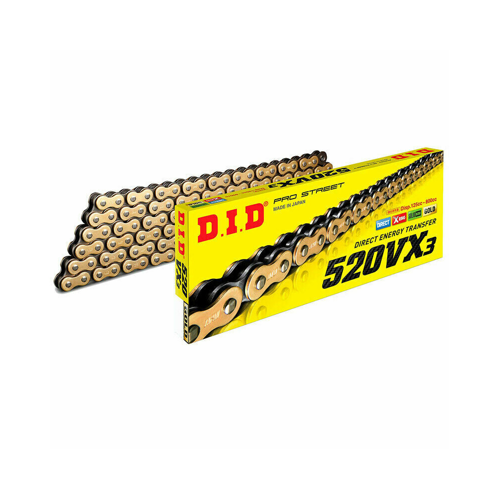 066e6c06-8150-4d7b-bf25-efb7ded057d2.jpg Lanac DID 520VX3 120 linkova Pro-street X-Ring zlatno-crni - Slika 1