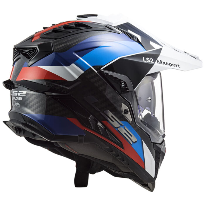 Kaciga LS2 Enduro MX701 EXPLORER FRONTIER CARBON belo crveno plava - Slika 2