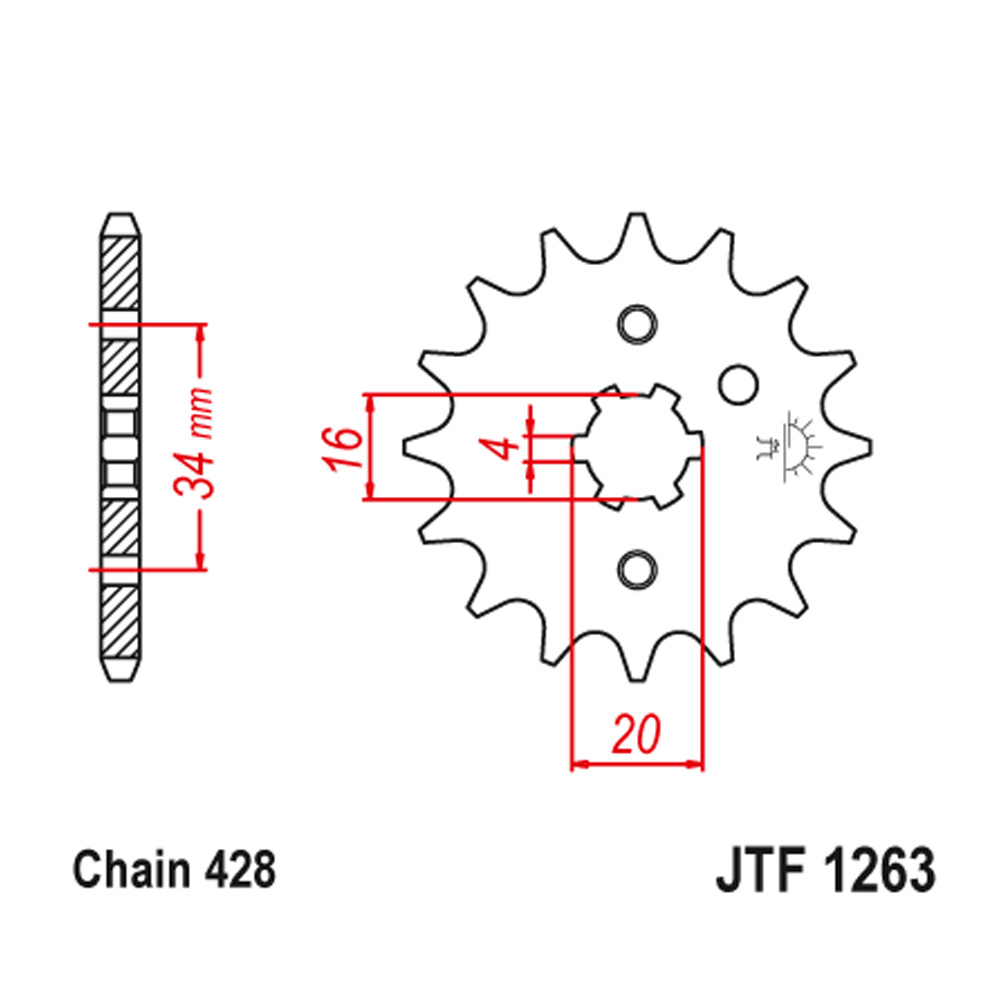 0a1b6131-cdcc-4661-924c-83b913601c8f.jpg Lančanik prednji JT JTF1263-15-50-15013 (428)15 zuba - Slika 1