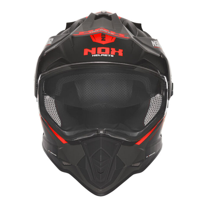 Kaciga NOX Enduro sa vizirom N312 VAPOR mat crno crvena - Slika 2