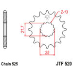 Lančanik prednji JT JTF520-17RB (525) 17 zuba - Slika 6