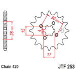 Lančanik prednji JT  JTF253-13 (420)13 zuba Kineski Cross / ATV