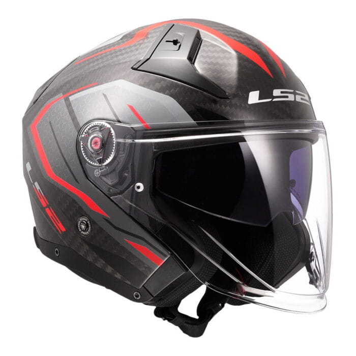 Kaciga LS2 Jet OF603 INFINITY II CARBON URUS crno crvena - Slika 7