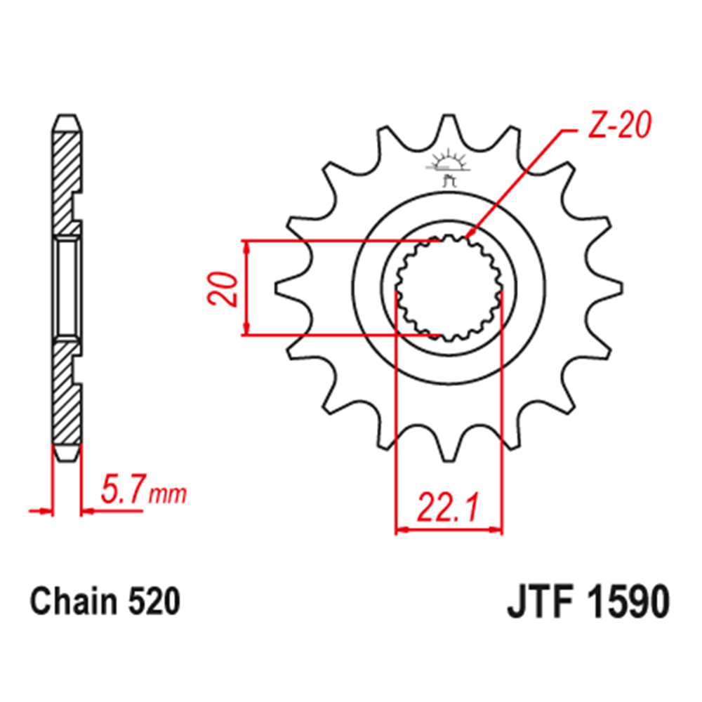 26f469e6-927b-4061-91b4-fc772b61de7f.jpg Lančanik prednji JT JTF1590-12 (520) 12 zuba - Slika 1