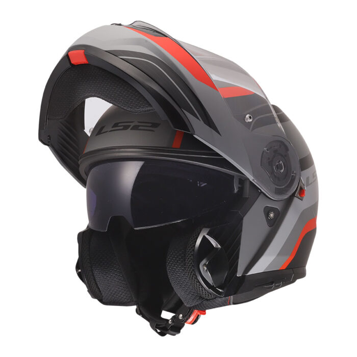 Kaciga LS2 Flip Up FF908 STROBE II MONZA crno sivo crvena - Slika 2