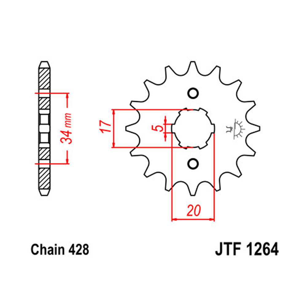 2efde6aa-2d10-4e3a-a927-83d662677f16.jpg Lančanik prednji JT 16 zuba JTF1264-16-50-15027 (428) - Slika 1