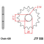 Lančanik prednji JT  JTF284-14SC (520)14 zuba - Slika 6