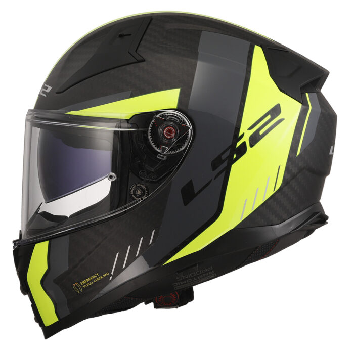 Kaciga LS2 Full Face FF811 VECTOR II CARBON GRID mat crno žuta sa naočarima - Slika 2