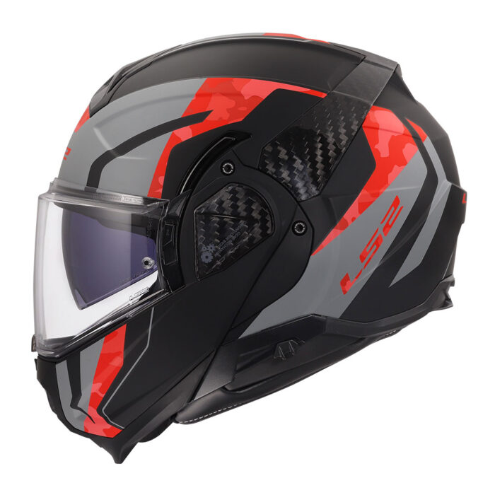 Kaciga LS2 Flip Up FF910 ADVANT II GLIDE crno sivo crvena - Slika 3