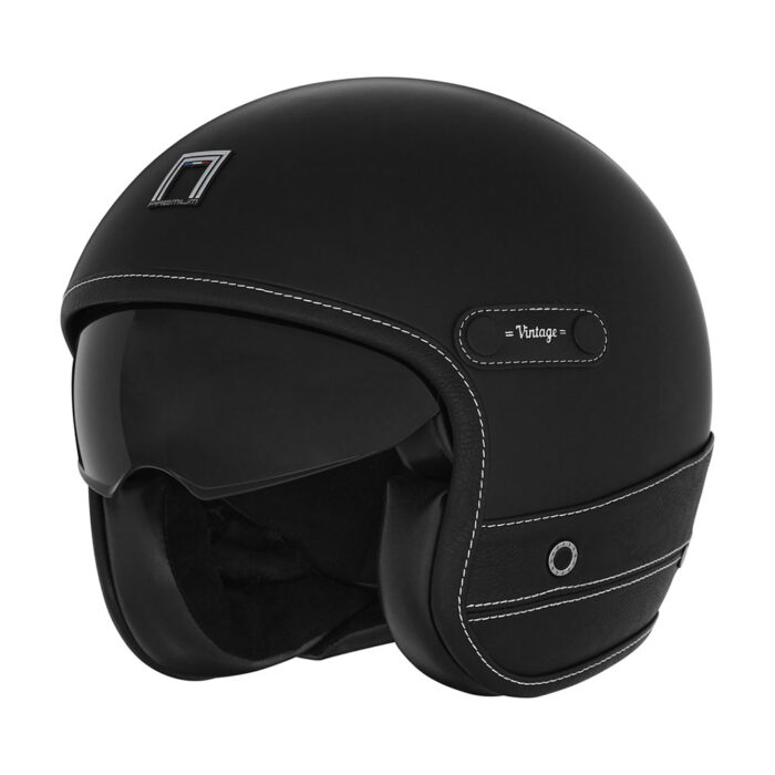 Kaciga NOX HERITAGE PREMIUM crna sa crnom kožom - Slika 4