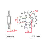Lančanik prednji JT JTF1904-17RB (525) 17 zuba