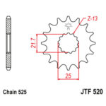 Lančanik prednji JT JTF520-17RB (525) 17 zuba - Slika 3