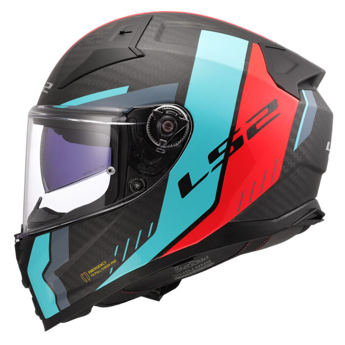 Kaciga LS2 Full Face FF811 VECTOR II CARBON GRID plavo crvena sa naočarima - Slika 2