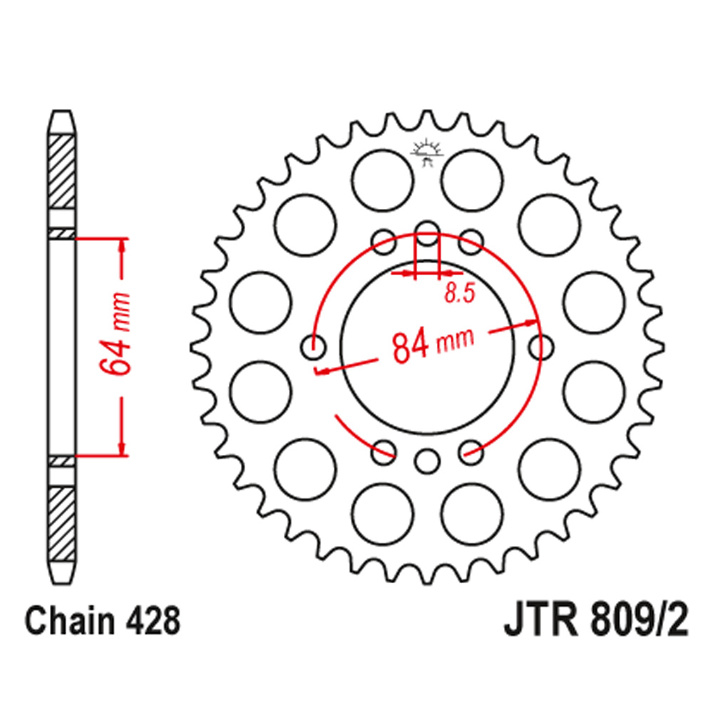 50e3741f-ef13-4a5f-8831-2108e53d6470.jpg Lančanik zadnji JT JTR809/2-45 (428) 45 zuba - Slika 1