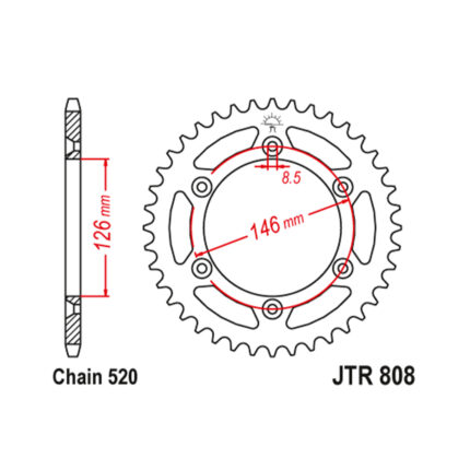 Lančanik zadnji JT JTR808-52 (520) 52 zuba