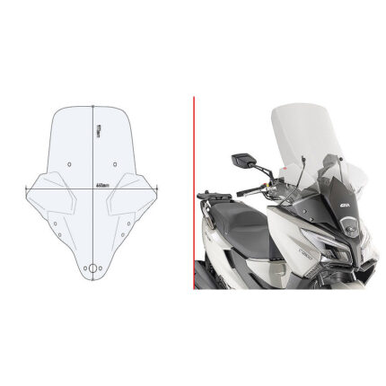 Vizir providni povišeni GIVI KYMCO X-Town 125-300 City (20-25) 6115DT