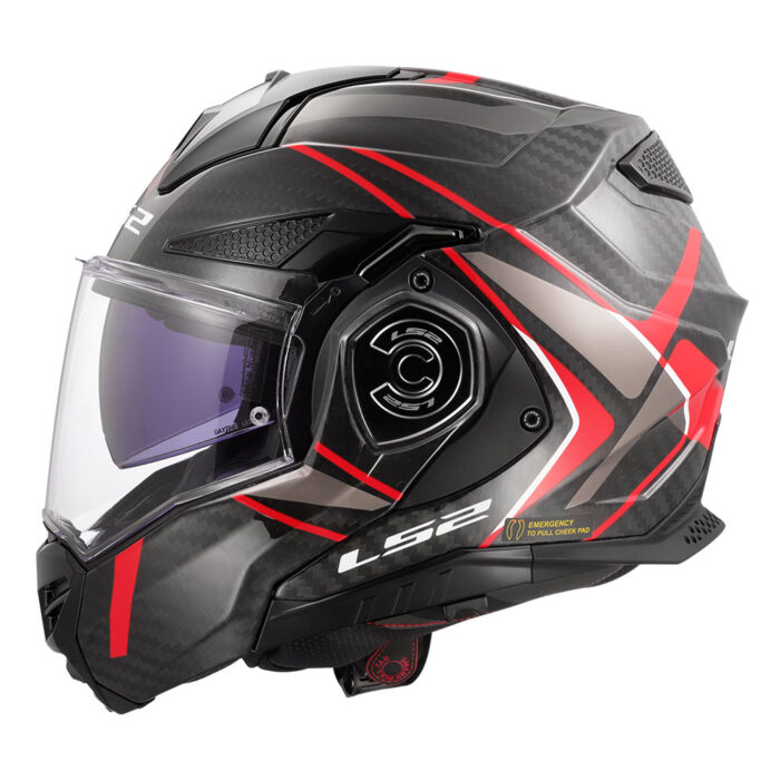 Kaciga LS2 Flip Up FF901 ADVANT X FUTURE II carbon crvena sa naočarima - Slika 2