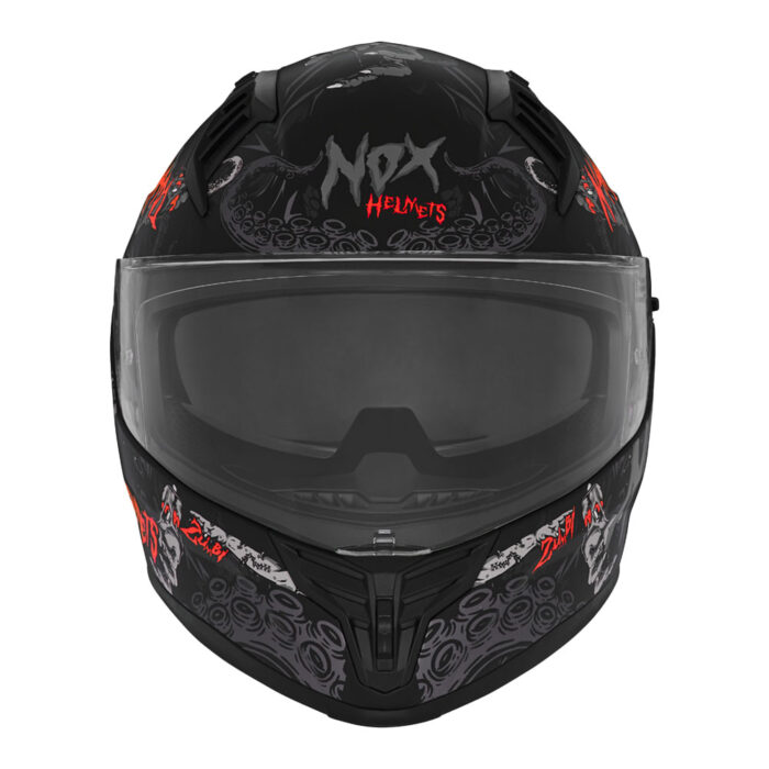 Kaciga NOX Full Face sa naočarima N401 ZUMBI  mat crno crvena - Slika 2