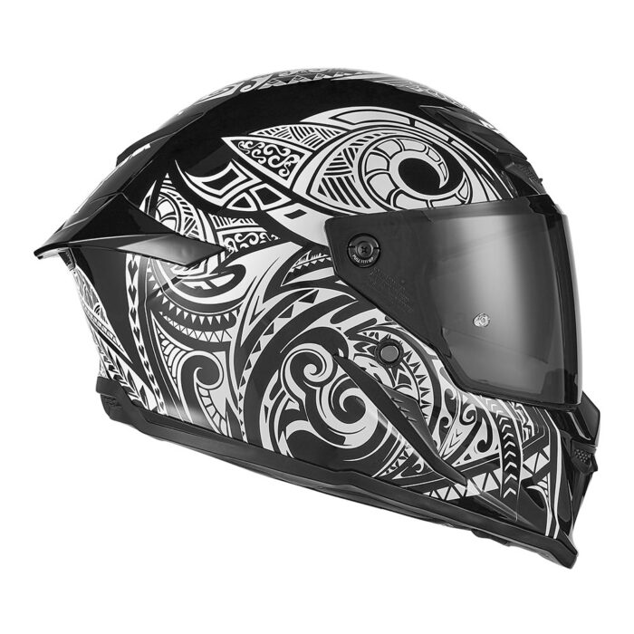 Kaciga NOX EXKLUZIV GOLIATH MAORI Full Face mat crno bela - Slika 2
