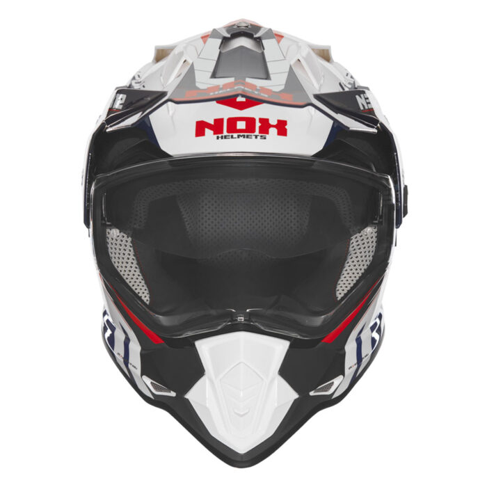 Kaciga NOX Enduro sa vizirom N312 VAPOR belo plavo crvena - Slika 2