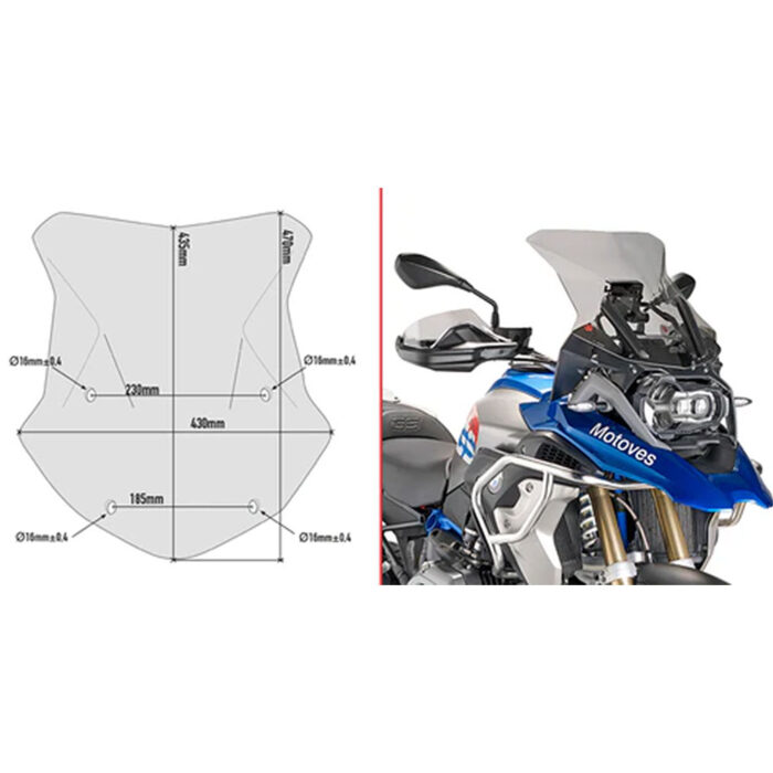 Vizir zatamnjeni Kappa BMW R 1200 GS (13-18) / R 1250 GS (19-23) 5124DK - Slika 2