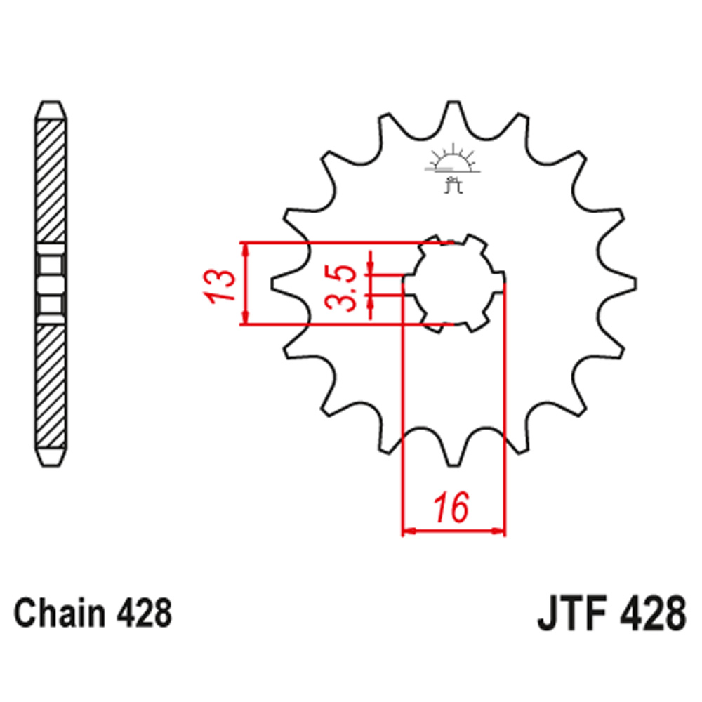 7f6665c7-13a3-4db3-ad0e-5524d7587b75.jpg Lančanik prednji JT JTF428-15 (428)15 zuba - Slika 1