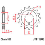 Lančanik prednji JT  JTF1908-15 (520) 15 zuba