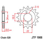 Lančanik prednji JT JTF1538-15-50-32133 (520) 15 zuba - Slika 8