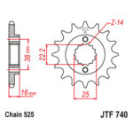 Lančanik prednji JT  JTF740-15 (525)15 zuba