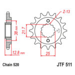 Lančanik prednji JT JTF405-20 (525) 20 zuba - Slika 3