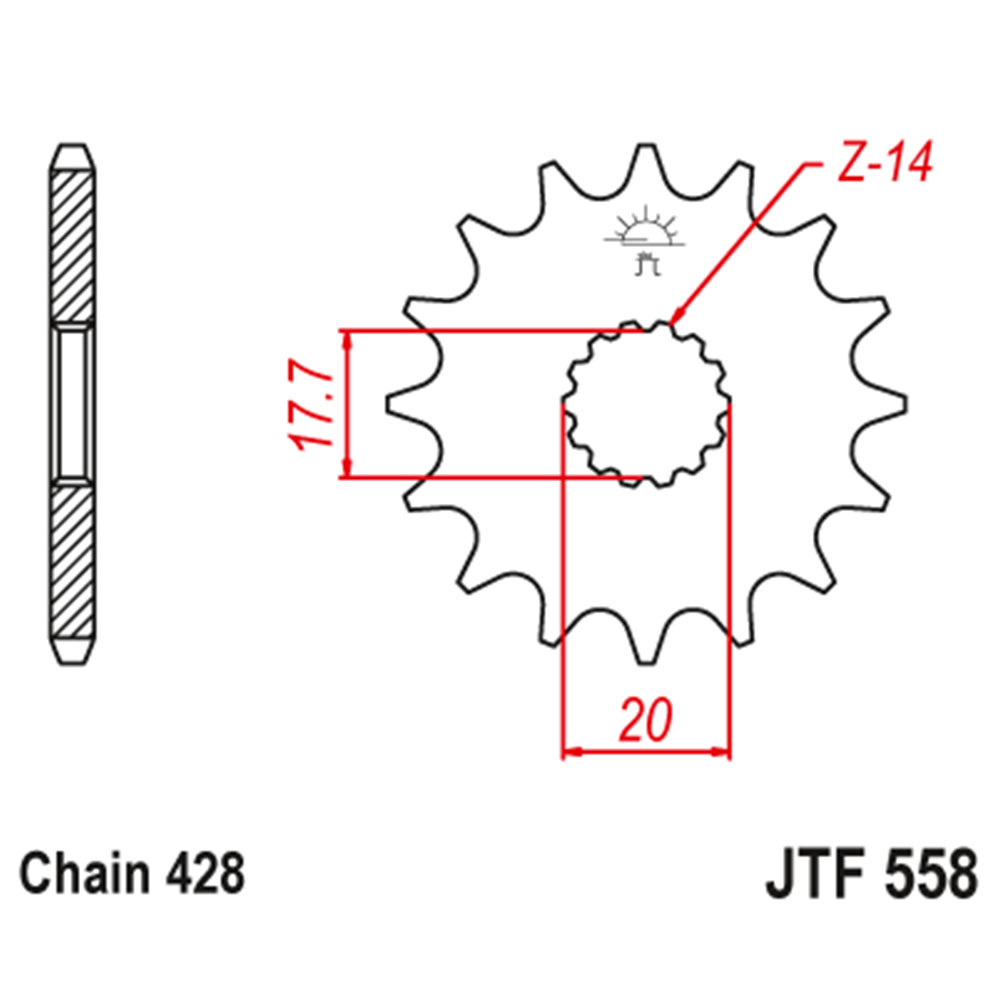 9717ecaa-3fa0-4fb1-a67a-e71726ab687f.jpg Lančanik prednji JT JTF558-14 (428)14 zuba - Slika 1
