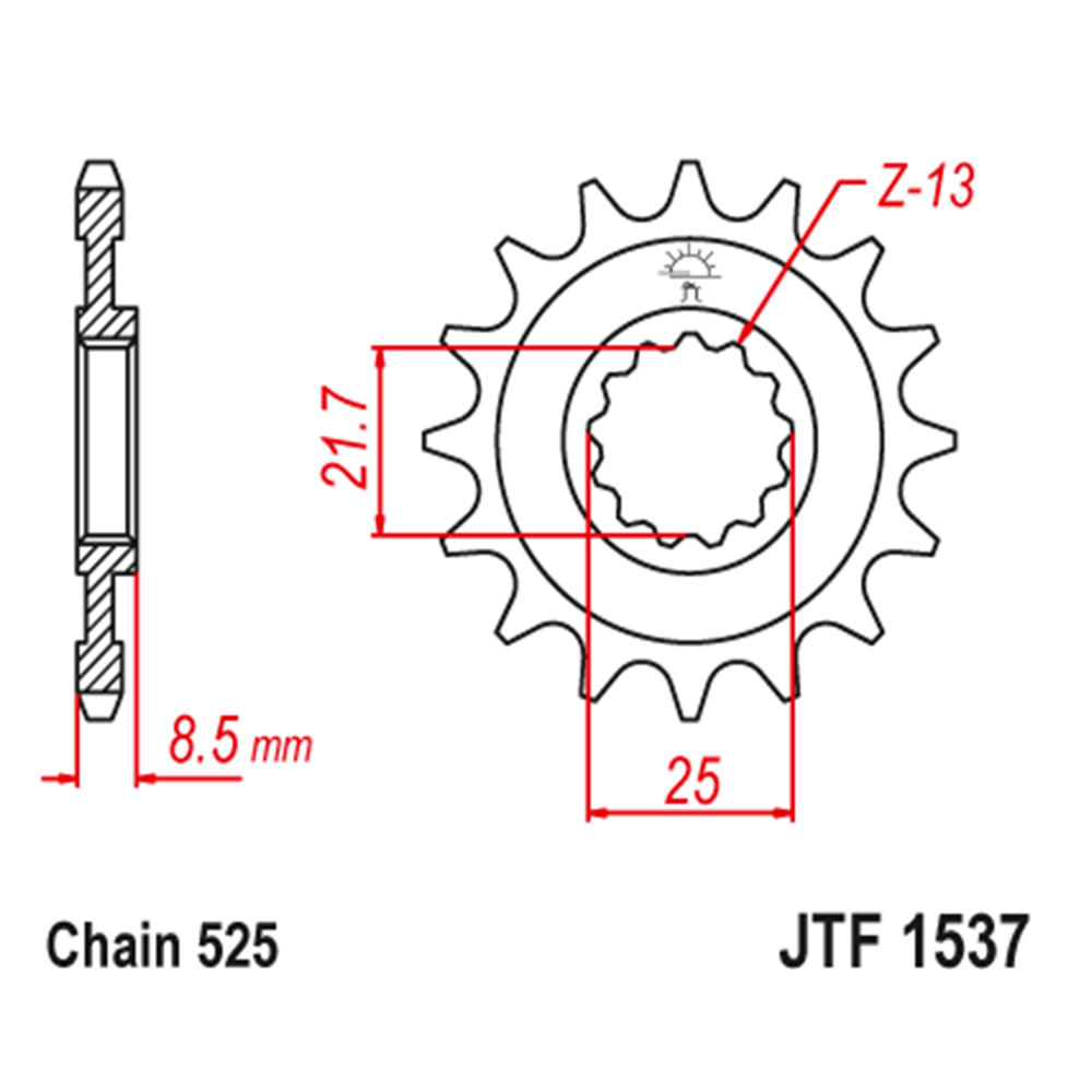 9c9163a7-83a4-4833-a321-7a227517156a.jpg Lančanik prednji JT JTF1537-15-50-29029 (525) 15 zuba - Slika 1