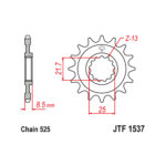 Lančanik prednji JT JTF1537-15RB (525) 15 zuba