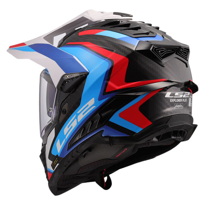 Kaciga LS2 Enduro MX701 EXPLORER CARBON FRONTIER II belo plavo crvena - Slika 3