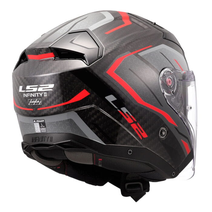 Kaciga LS2 Jet OF603 INFINITY II CARBON URUS crno crvena - Slika 5