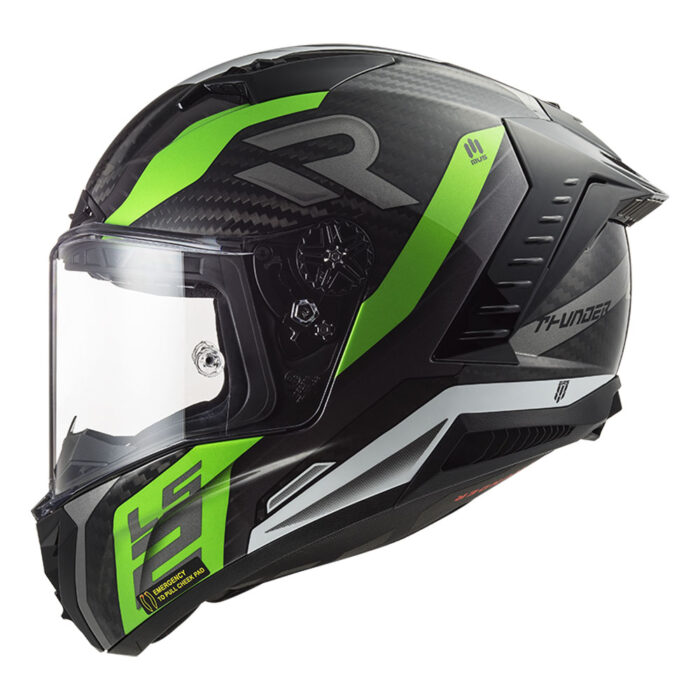 Kaciga LS2 Full Face FF805 THUNDER CARBON SUPRA mat crno zelena - Slika 2