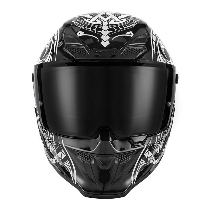 Kaciga NOX EXKLUZIV GOLIATH MAORI Full Face mat crno bela - Slika 3