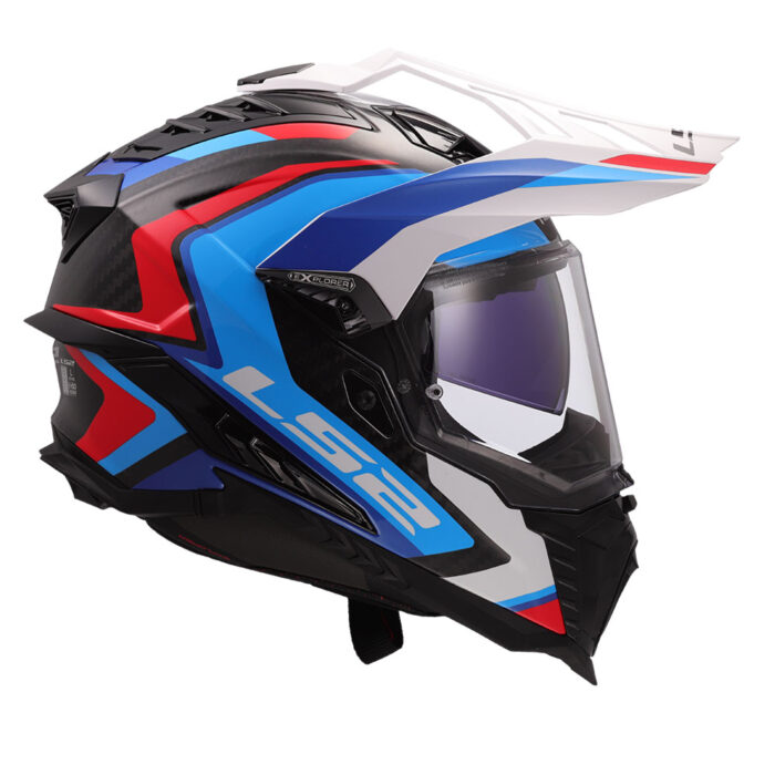 Kaciga LS2 Enduro MX701 EXPLORER CARBON FRONTIER II belo plavo crvena - Slika 6