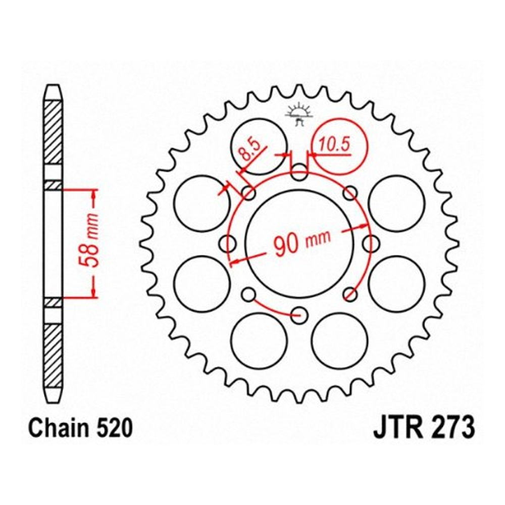 e4bb1bd0-b936-4589-93a7-50edab112e3f.jpg Lančanik zadnji JT JTR273-41 (520)41 zuba - Slika 1