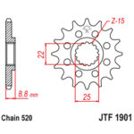 Lančanik prednji JT JTF704-16RB (525)16 zuba - Slika 9