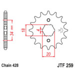 Lančanik prednji JT  JTF284-14SC (520)14 zuba - Slika 4