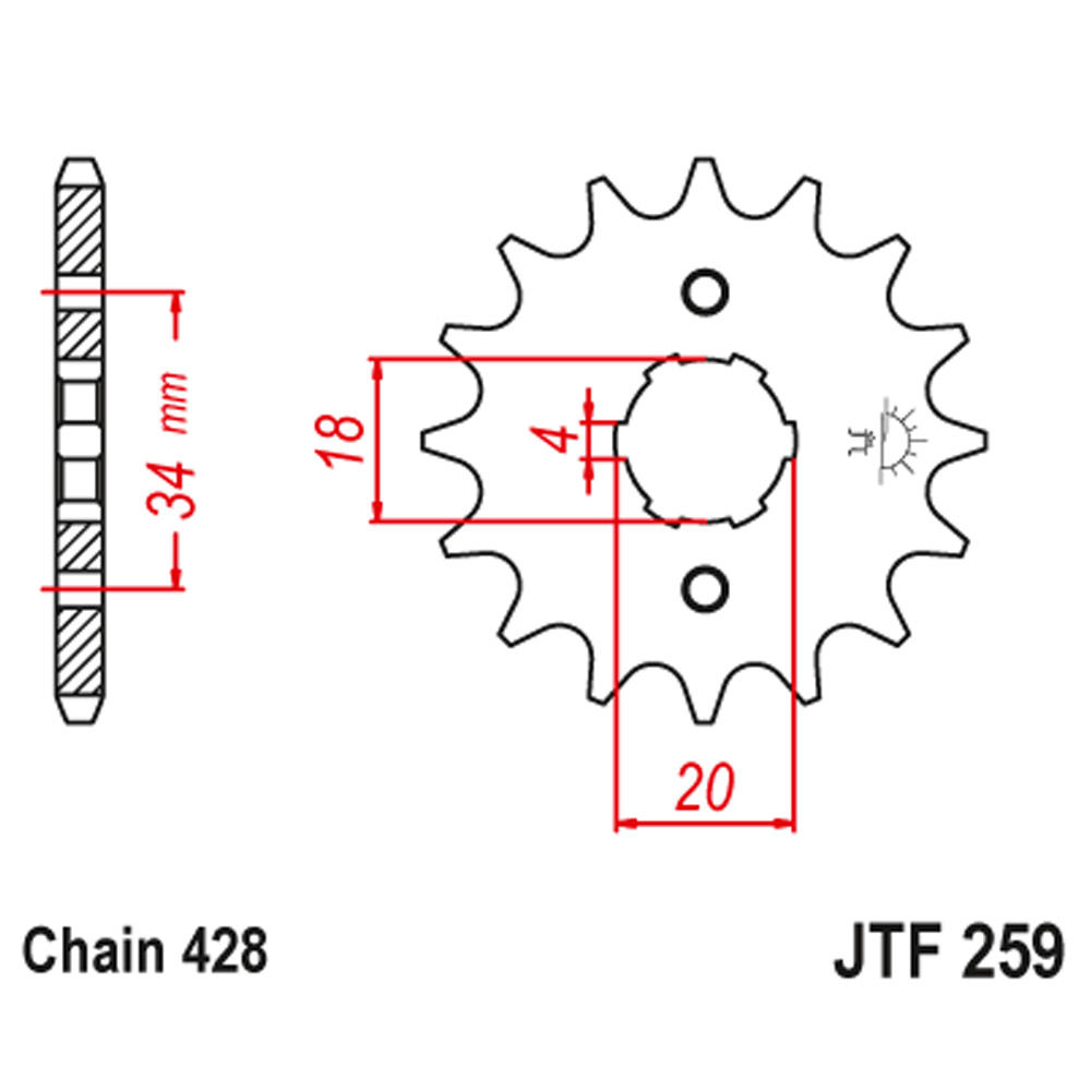 ef678180-a7ae-4489-b5c1-9a52753bffe4.jpg Lančanik prednji JT JTF259-16 (428)16 zuba KEEWAY SPEED - Slika 1