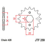 Lančanik prednji JT JTF259-16 (428)16 zuba KEEWAY SPEED - Slika 4