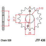 Lančanik prednji JT  JTF1559-14 (428)14 zuba - Slika 3