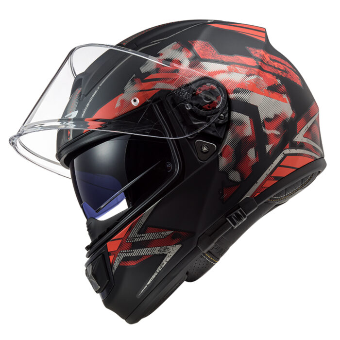 Kaciga LS2 Full Face FF397 VECTOR STENCIL mat crno crvena sa naočarima - Slika 2